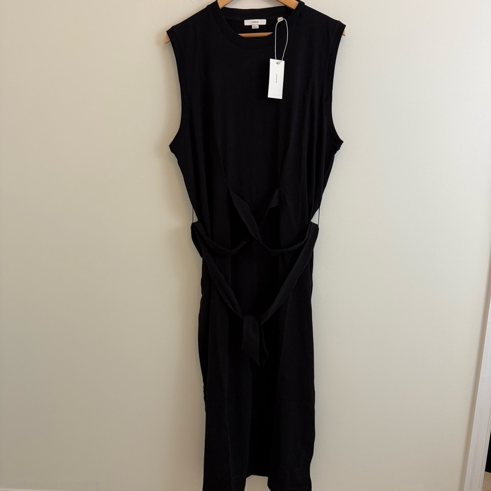 Vince Elegant Black Sleeveless Midi Dress‎ - Picture 2 of 9